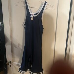 Vintage Wrestling Singlet (price tag still on) SMALL. Navy Blue